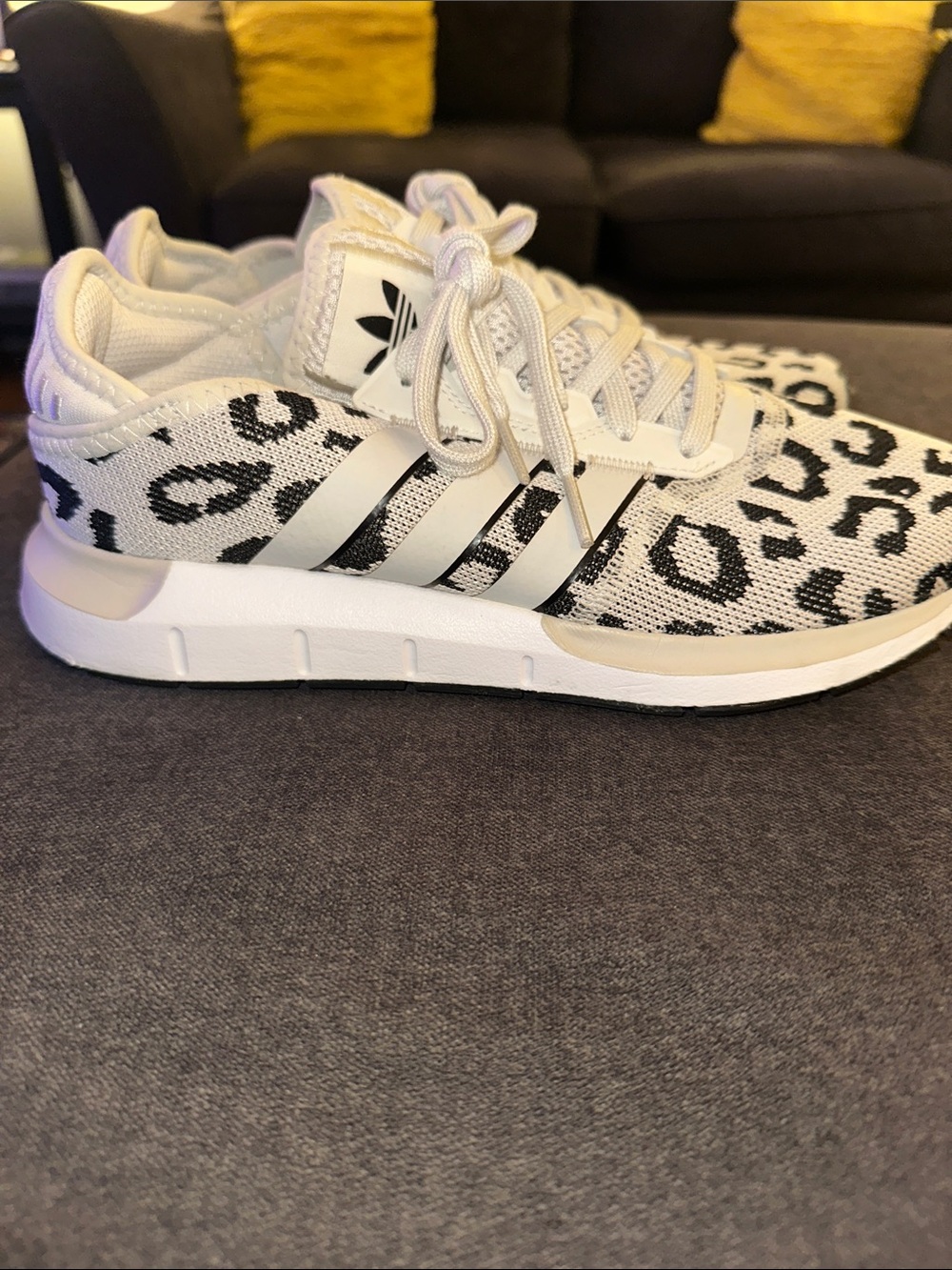 adidas White & Black Leopard Knit Sneakers - Picture 4 of 8